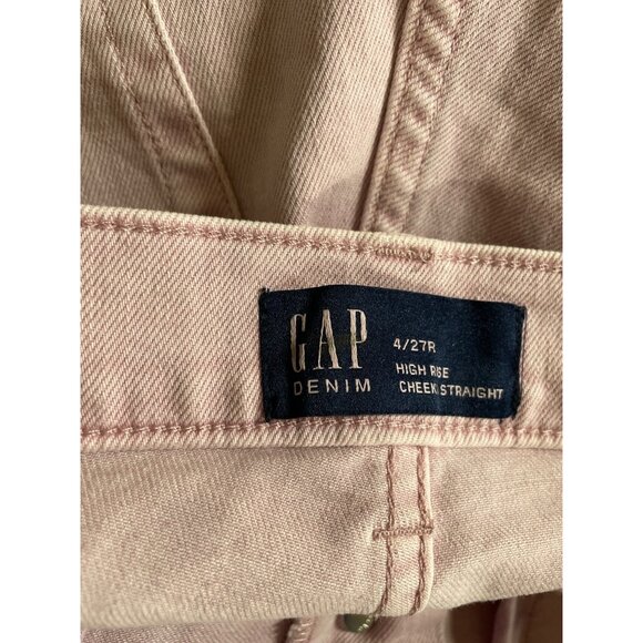 Gap Cheeky Straight High Rise Dusty Rose Denim Jeans Women Size 4/27R Button Fly - Picture 7 of 9